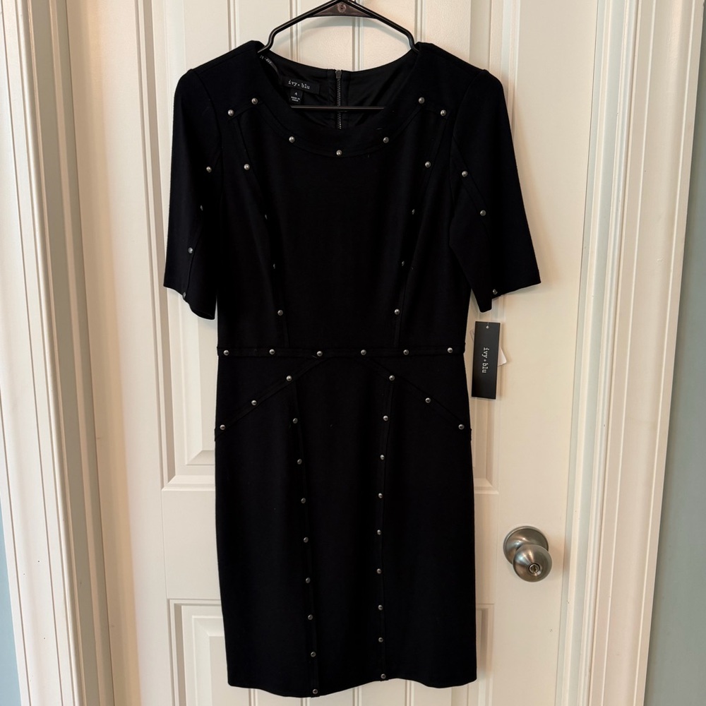 NWT Neiman Marcus Ivy + Blu Black Studded Dress Sz 4